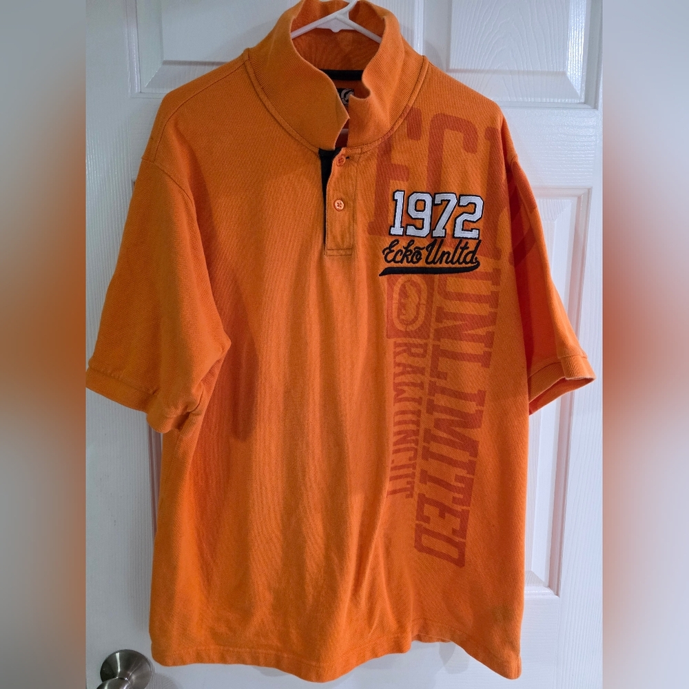 Ecko Unlimited Orange Polo Shirt with Sporty Design